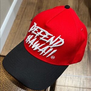Brand New Defend Hawaii Marcher Red, White & Black A-Frame SnapBack Baseball Cap